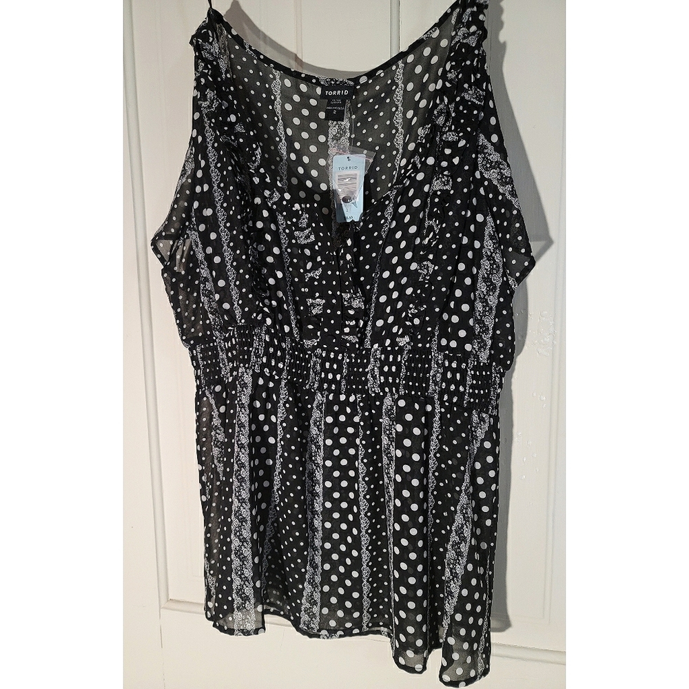 NWT Torrid Polka Dot Ruffled Tank Top